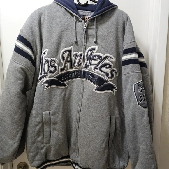 Gray Los Angeles Athelic Full Zip Hoodie 2XL - Picture 6 of 6